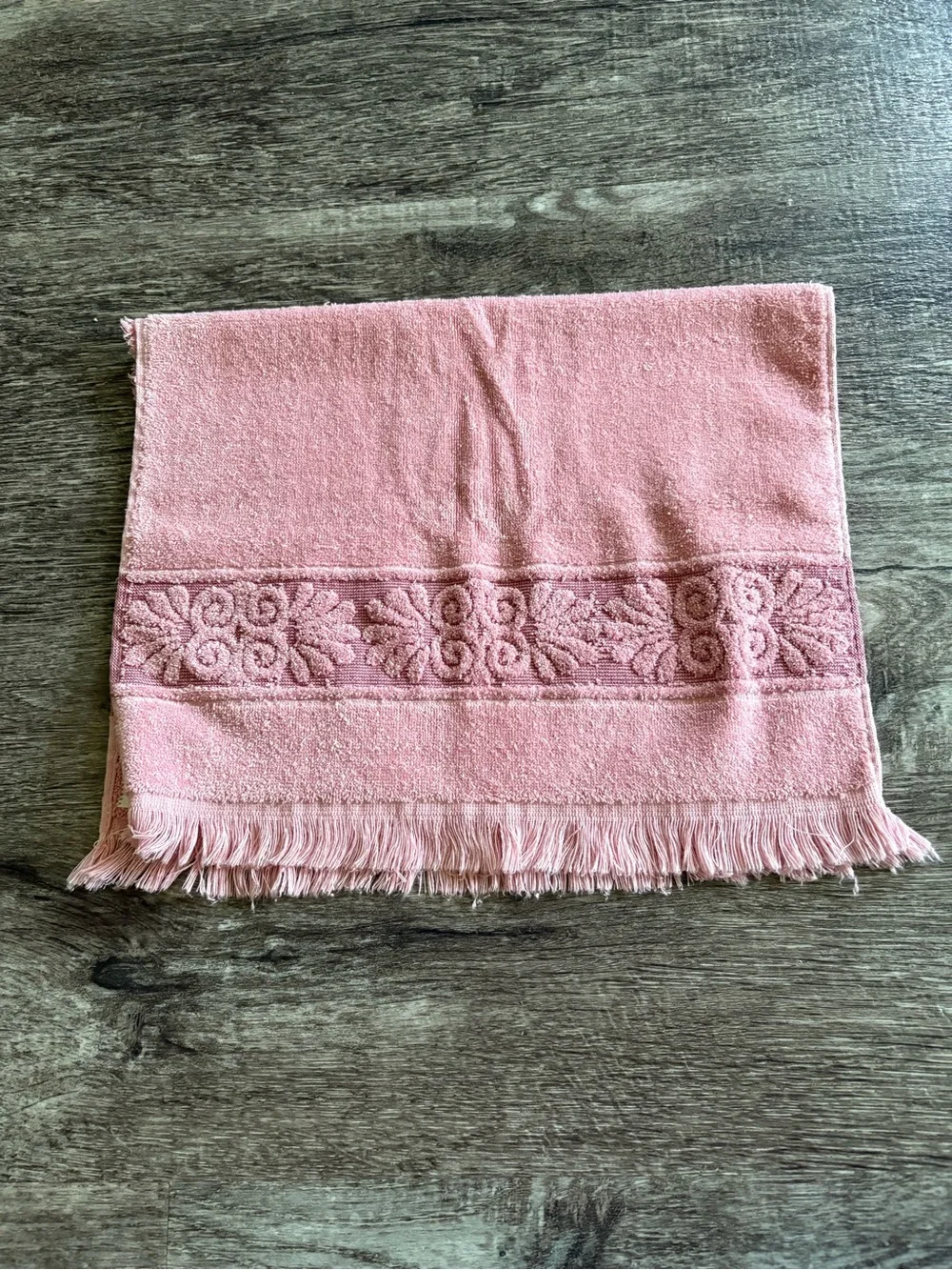 Vintage Cannon MonticelloPink Decorative Fringe Hand Towel Retro 70’s